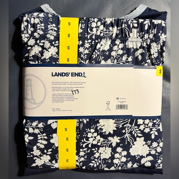 Lands’ End Women’s Pajamas 2-Piece Knit Set Size Small 6-8 Blue White $80 Retail - Picture 5 of 5